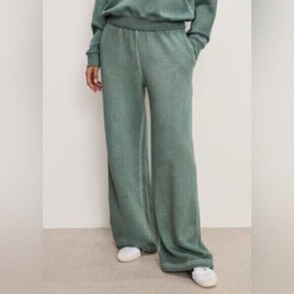 Good American - BRUSHED FLEECE WIDE LEG SWEATPANTS Size Small NWT